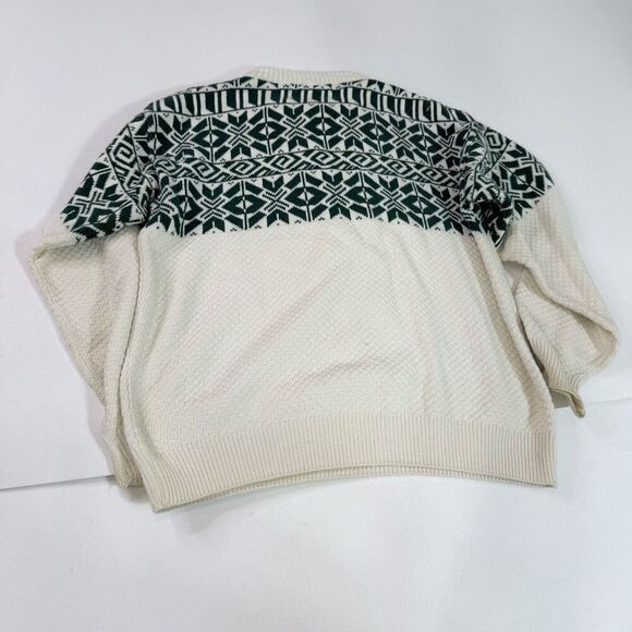 VTG Ash Creek Sweater Mens Medium Cream Green Fair Isle Crew Neck Nordic - Picture 6 of 7